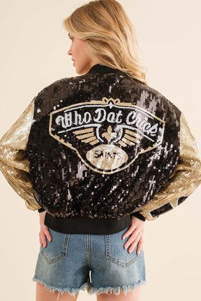 Saints "Who Dat Chicks" Sequin Bomber Jacket