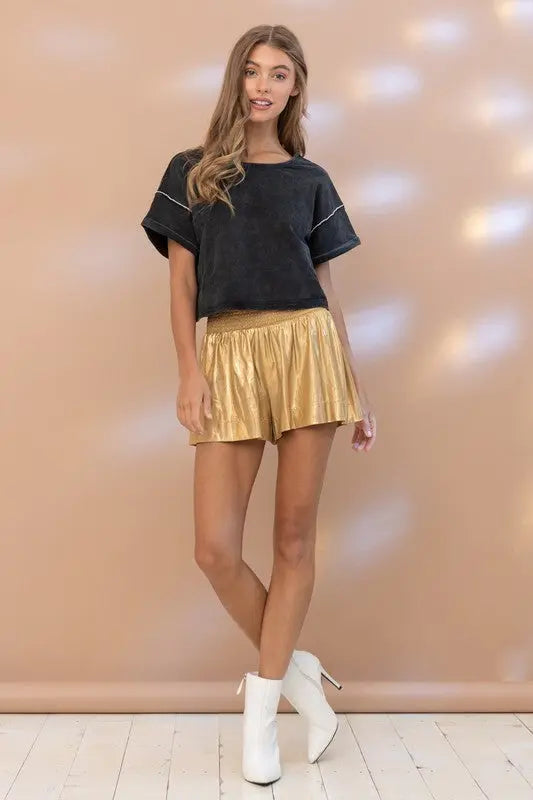 Gold Metallic Shorts Blue b