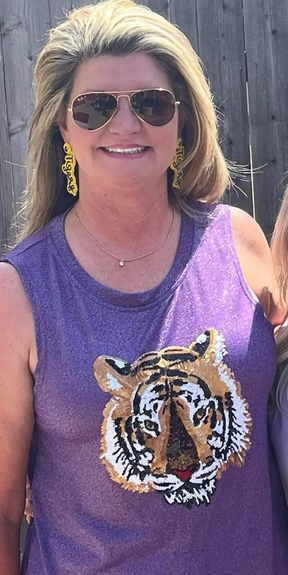 LSU Purple Tiger Head Glitter Tank - Sparkle City