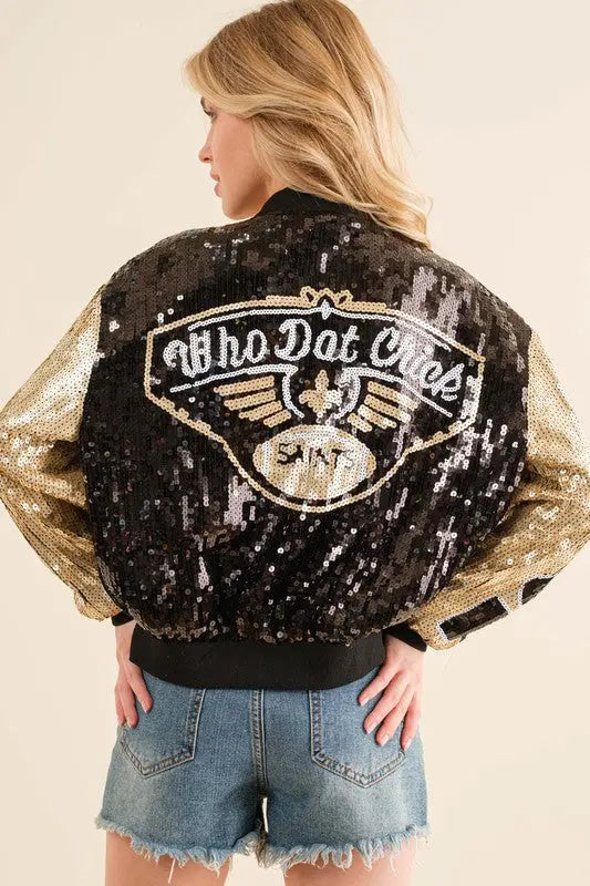 Sequin Bomber Jacket Blue B