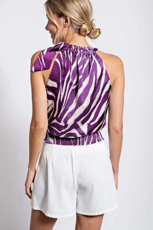 Tiger Print Purple Halter Top LLove