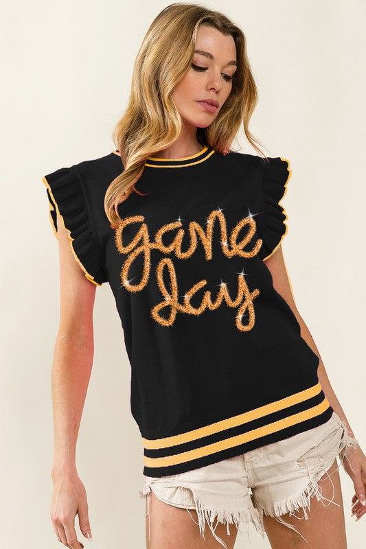 Black & Gold Sparkle Game Day Sweater